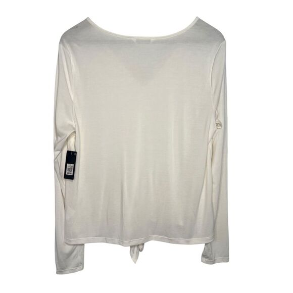 Lucky Brand Long Sleeve Tie Front V-Neck Top Womens Medium White Tee T-Shirt - Picture 2 of 6